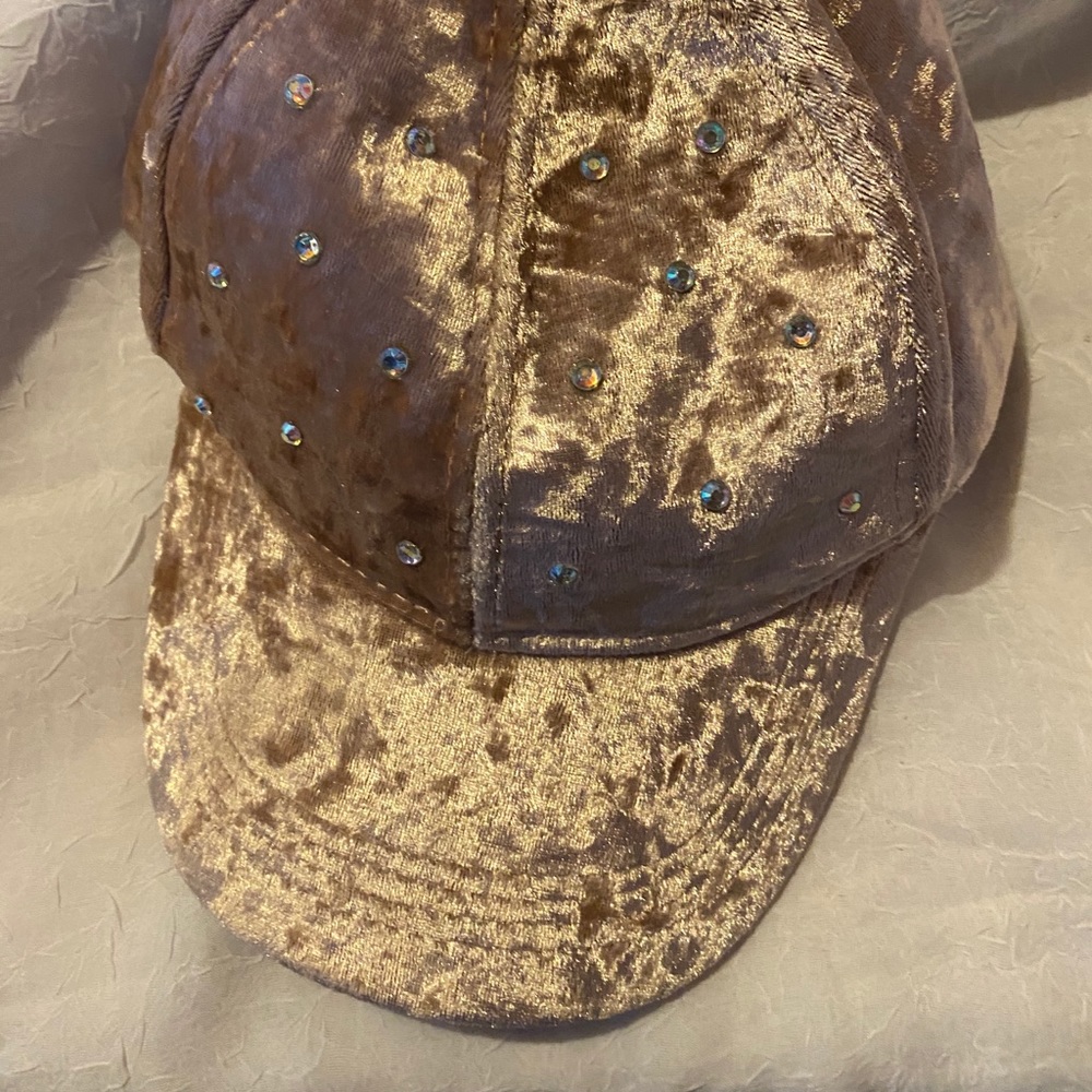 Pink velvet rhinestone hat